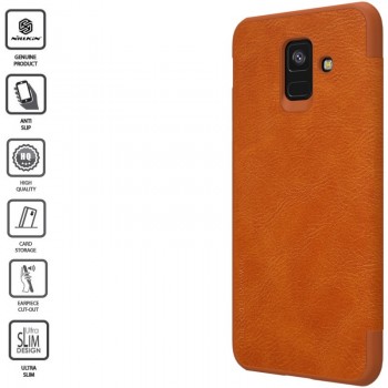 Odinis atverčiamas dėklas rudas qin (GALAXY A6 2018)